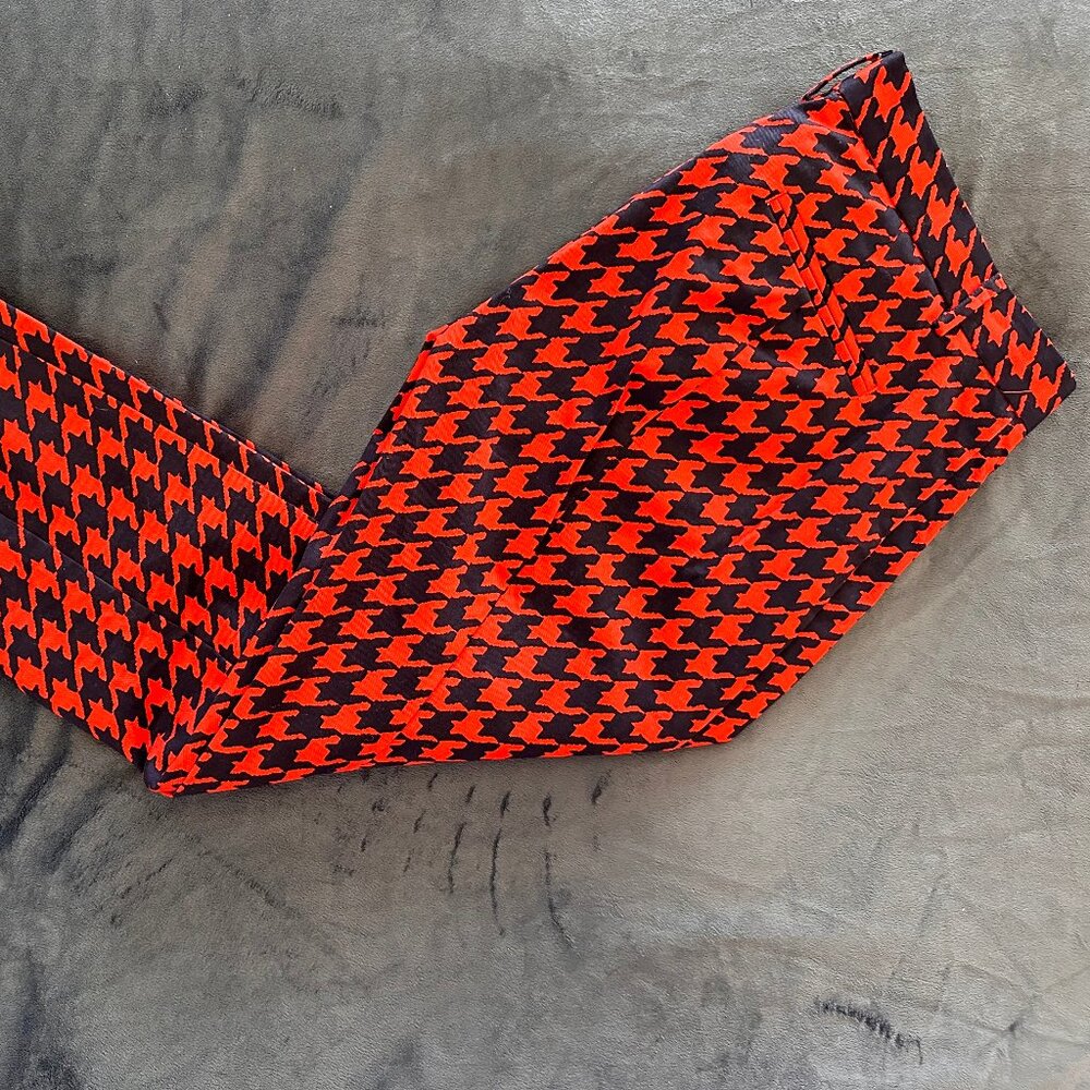 Women's Gap Slim Cropped Pants Red/Navy Houndstooth Size 4